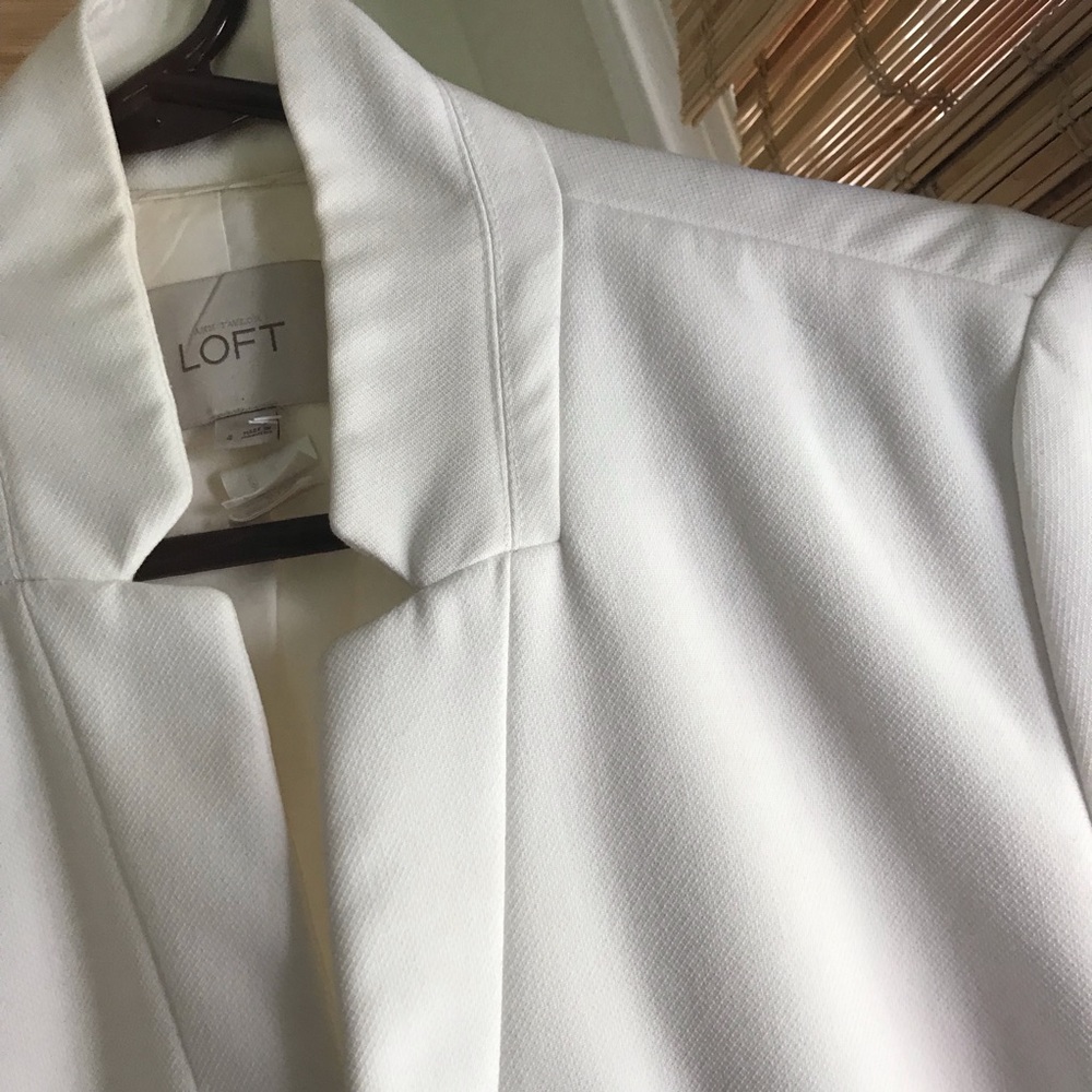 Loft Sharp White Collarless Blazer - image 3
